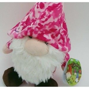 Pink Camo Gnome Stuffed Animal Aurora The Gnomlins Plush Camouflage 10" 2016 NEW